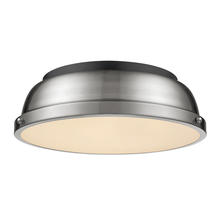 Golden 3602-14 BLK-PW - Duncan 14" Flush Mount in Matte Black with Pewter