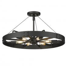 Golden 3866-MSF NB-NB - Vaughn Medium Semi-Flush in Natural Black with Natural Black Accents