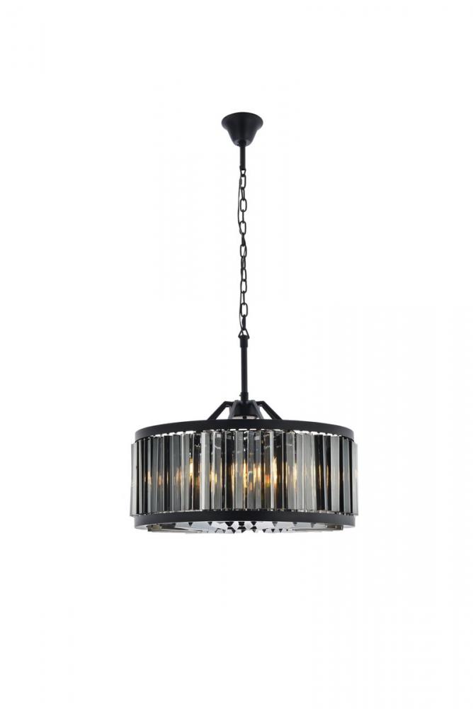 Chelsea 8 light Matte Black Chandelier Silver Shade (Grey) Royal Cut Crystal