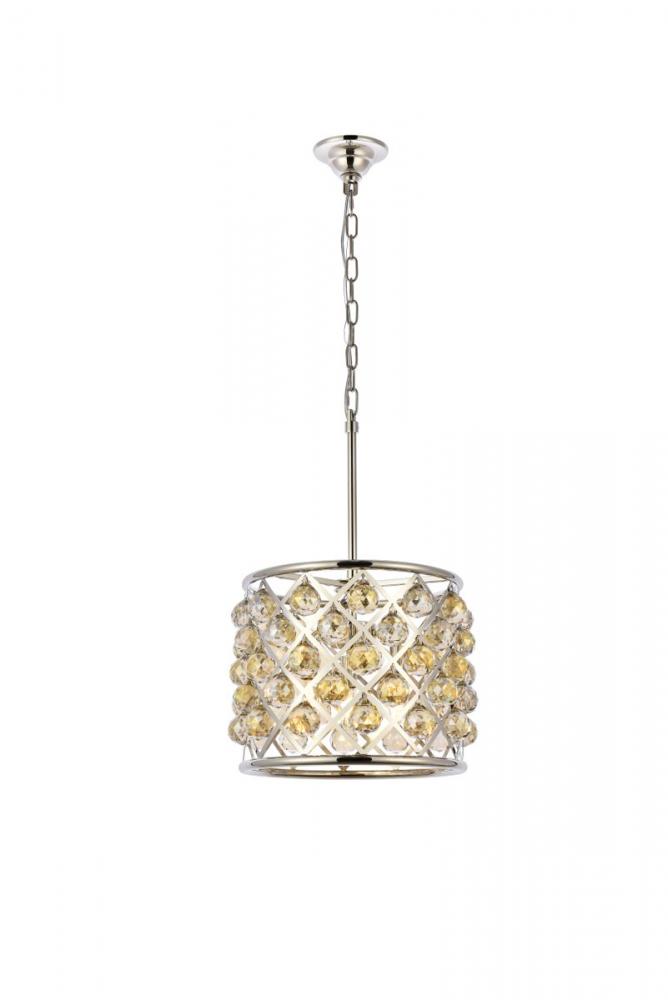 Madison 4 light polished nickel Pendant Golden Teak (Smoky) Royal Cut Crystal