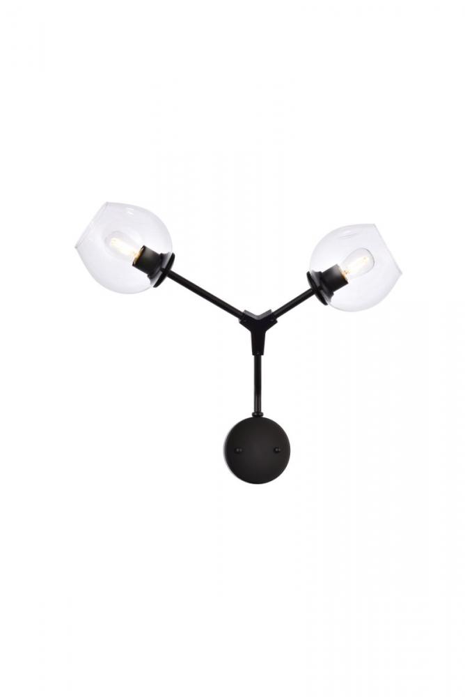 Cavoli 2 lights black wall sconce