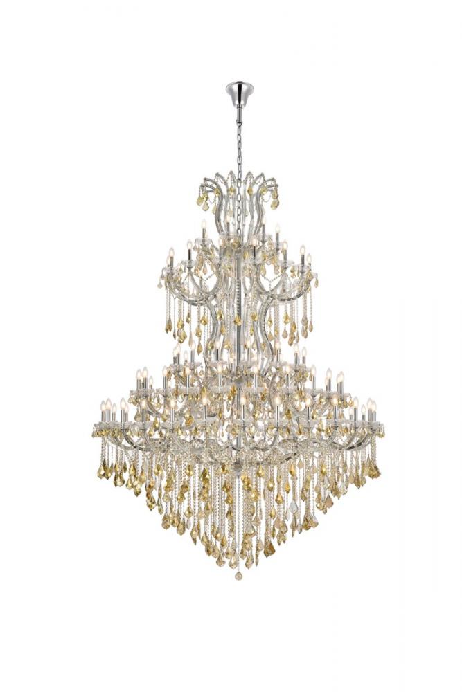 Maria Theresa 84 Light Chrome Chandelier Golden Teak (Smoky) Royal Cut Crystal