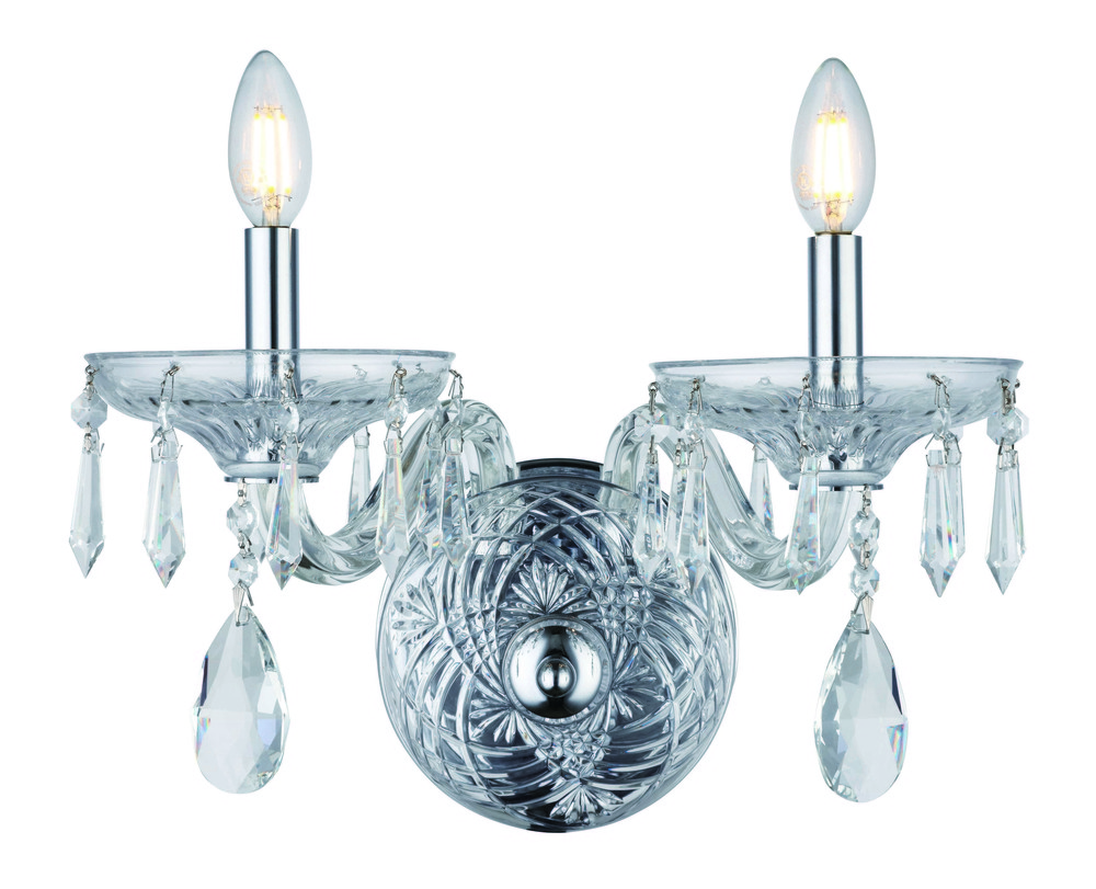 Elliott 2 light Chrome & Clear Wall Sconce Clear Royal Cut Crystal