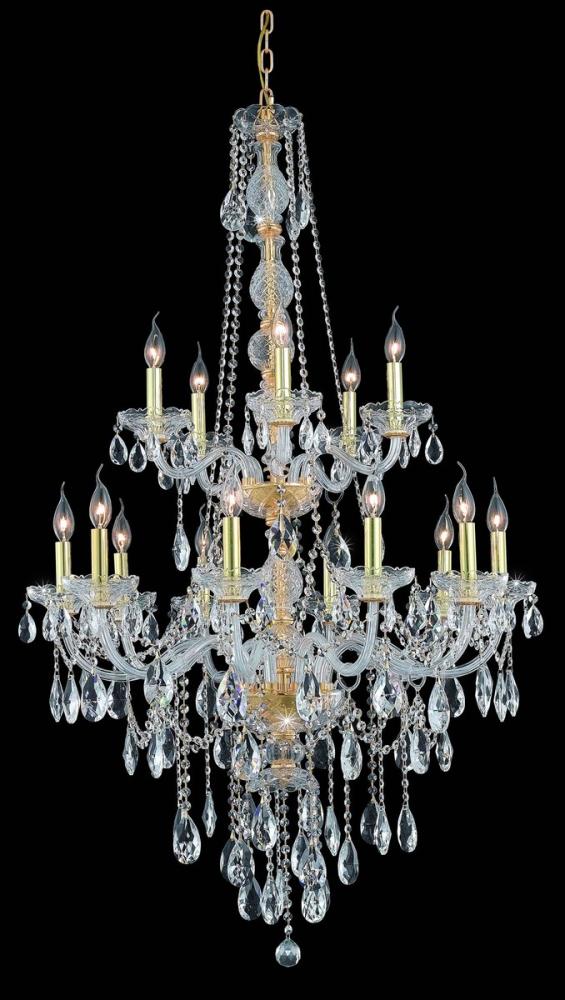 Verona 15 Light Gold Chandelier Clear Royal Cut Crystal