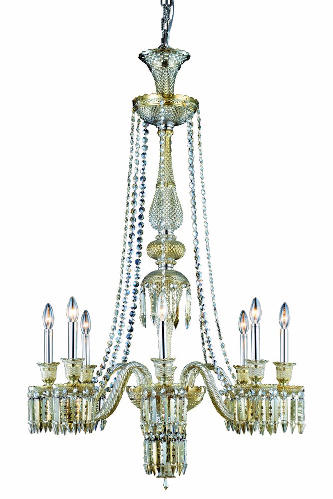 Majestic 8 light Golden Teak Chandelier Golden Teak (Smoky) Elegant Cut Crystal