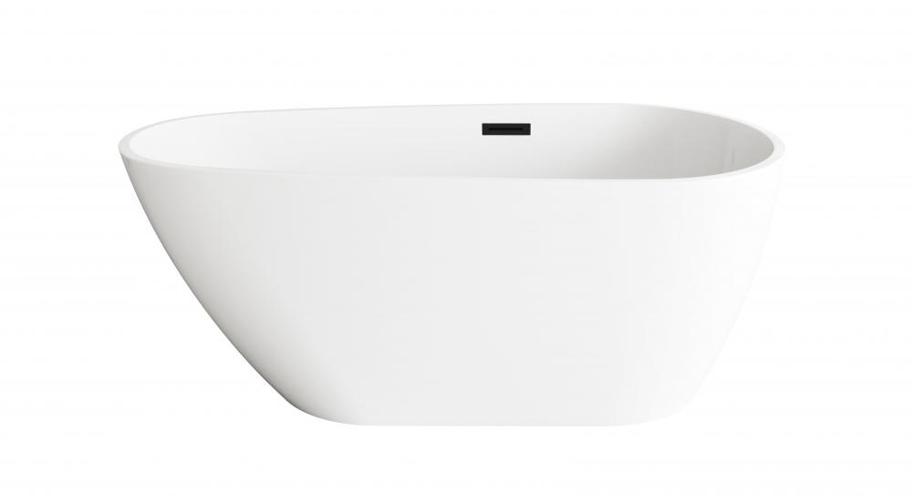 59 inch Bathtub in Glossy White with Matte Black Trim