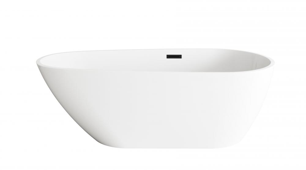 67 inch Bathtub in Glossy White with Matte Black Trim