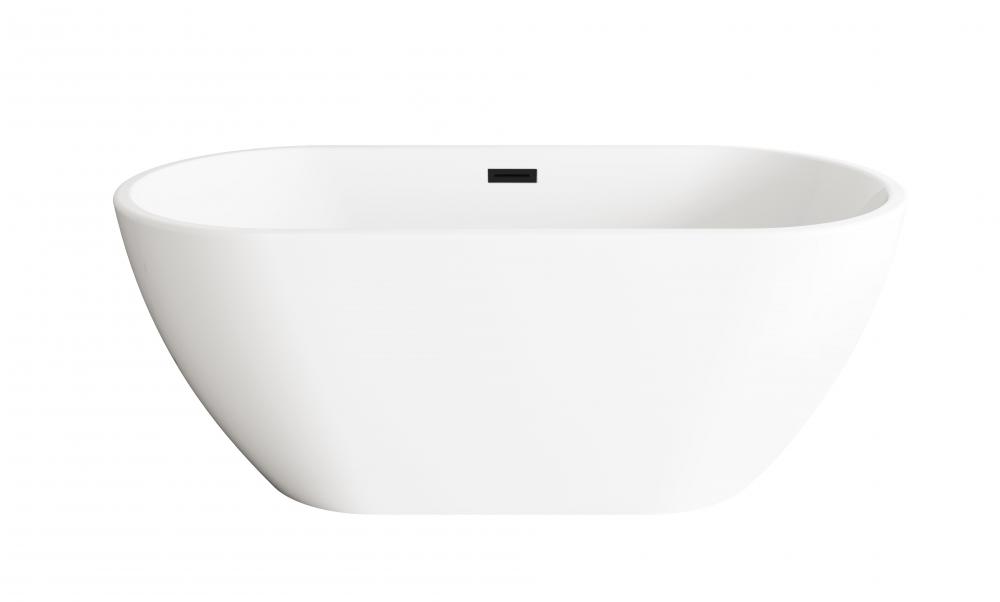 59 inch Bathtub in Glossy White with Matte Black Trim