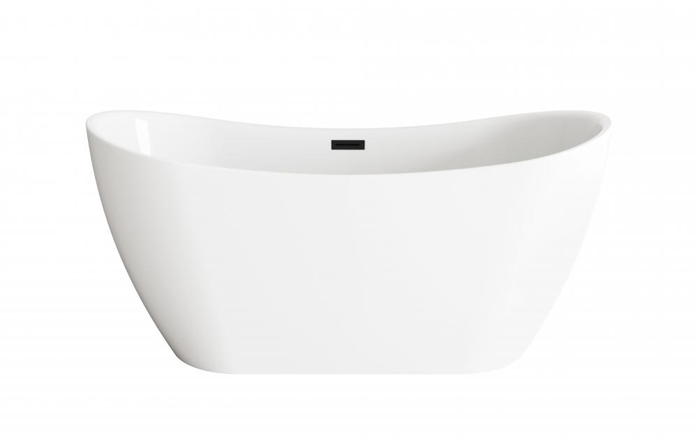 59 inch Bathtub in Glossy White with Matte Black Trim