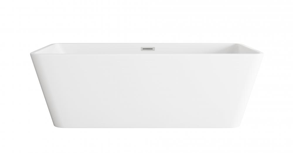 67 inch Bathtub in Glossy White with Brushed Nickel Trim