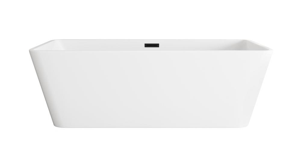 67 inch Bathtub in Glossy White with Matte Black Trim