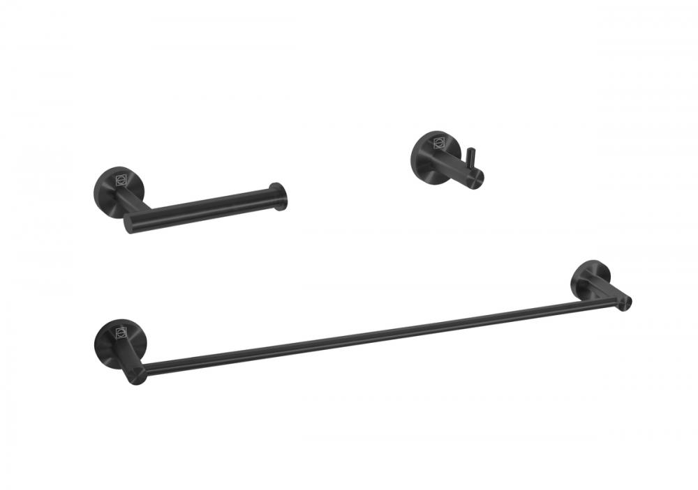 Freya 3-Piece Bathroom Hardware Set in Matte Black