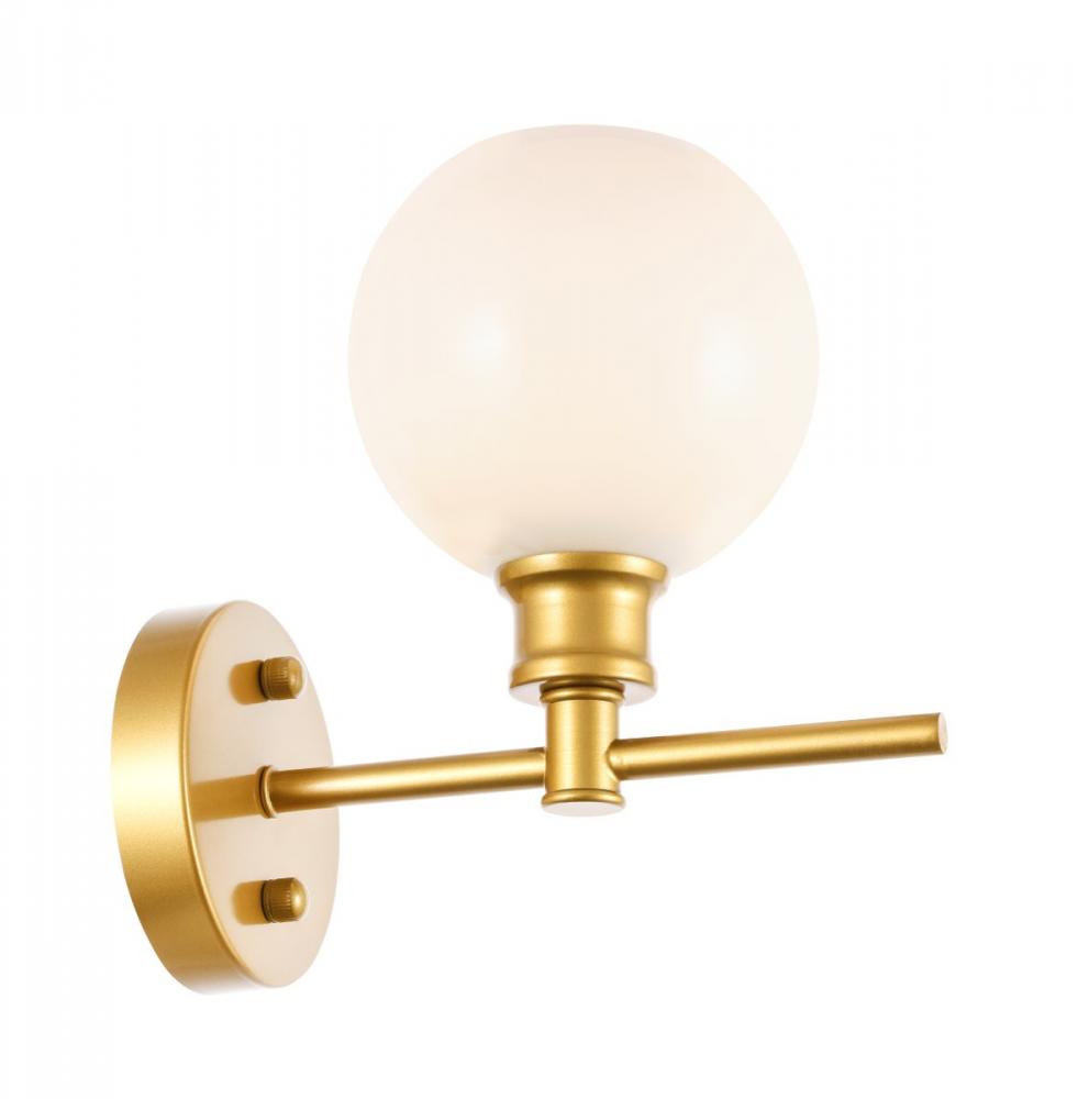 Collier 1 light Brass and Frosted white glass Wall sconce