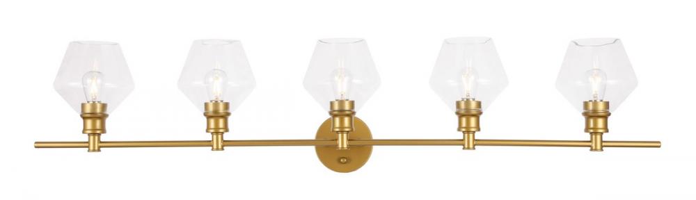 Gene 5 light Brass and Clear glass Wall sconce