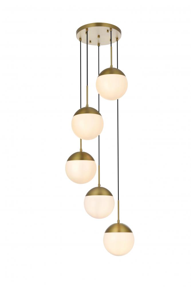 Eclipse 18 inch Pendant Frosted White Shade in Satin Gold