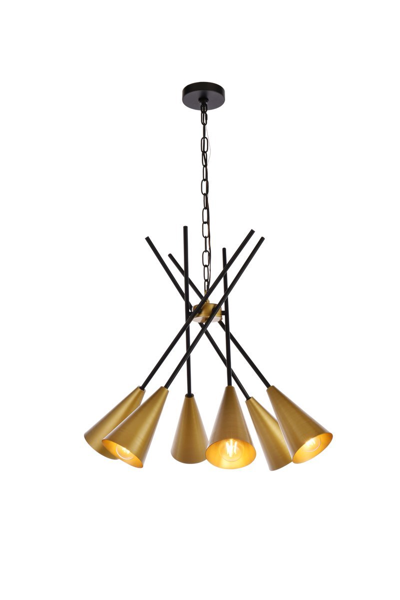 Casen 32 inch pendant in black and brass