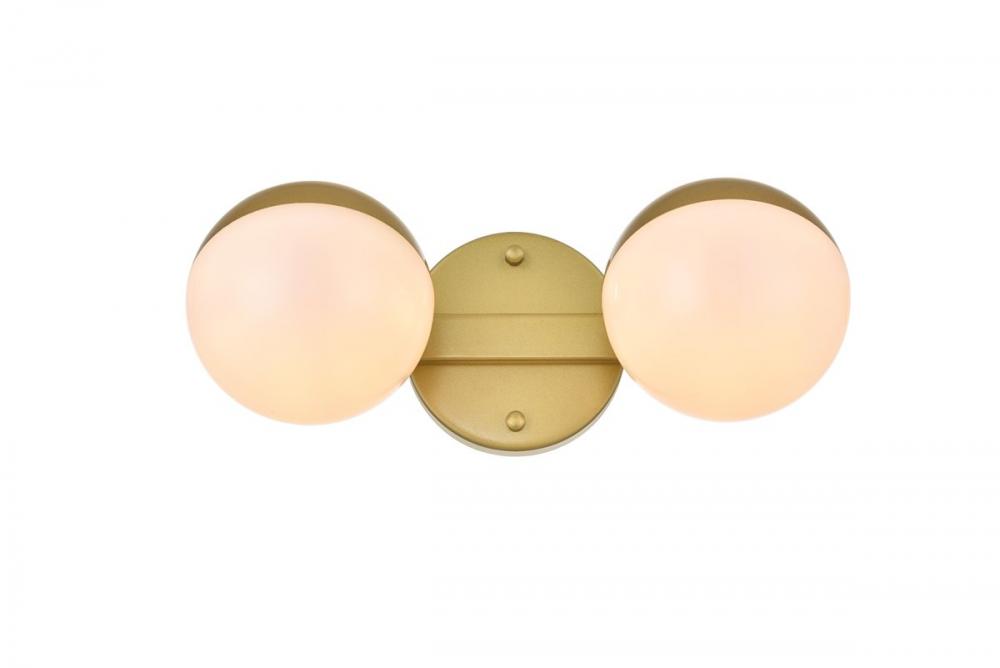 Majesty 2 Light Brass and Frosted White Bath Sconce