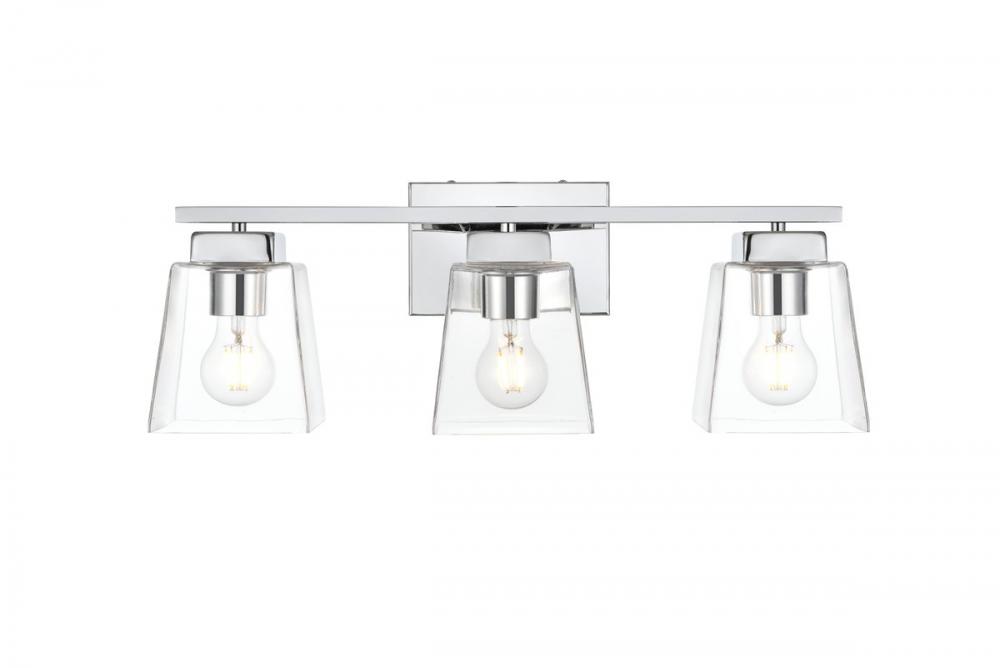 Merrick 3 Light Chrome and Clear Bath Sconce