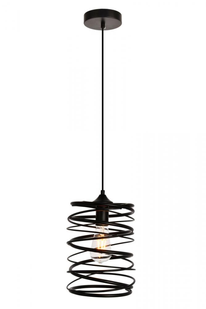 Hopper Collection Pendant D7.9 H11.8 Lt:1 Black Finish