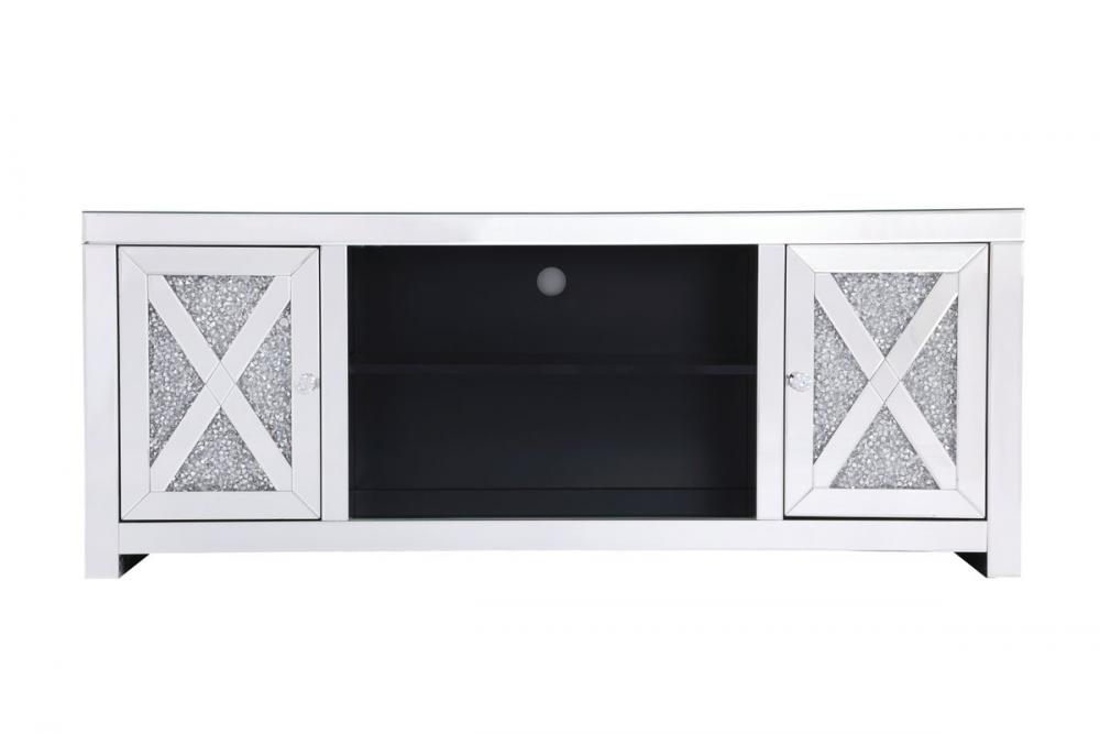 59 in. crystal mirrored TV stand