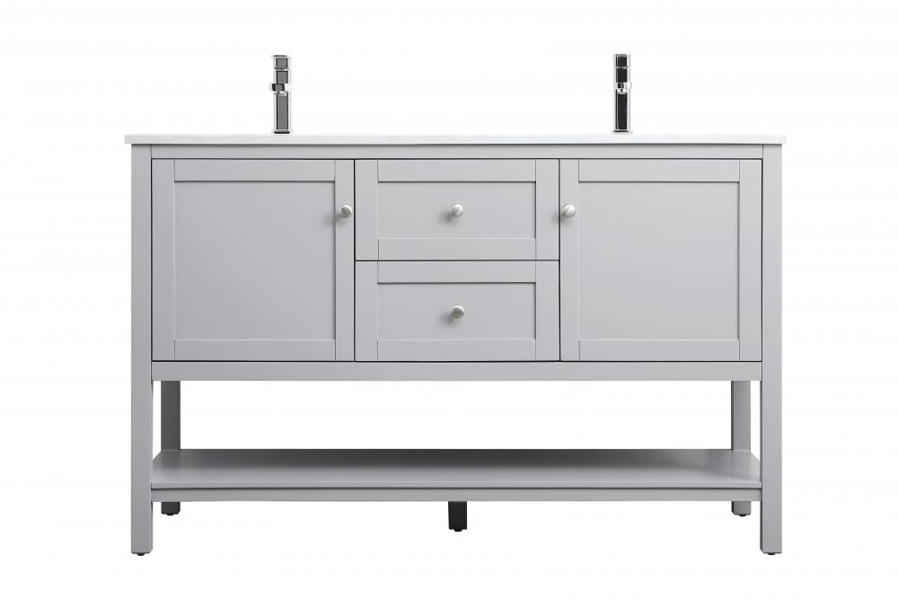 54 Inch Double Bathroom Vanity In Grey