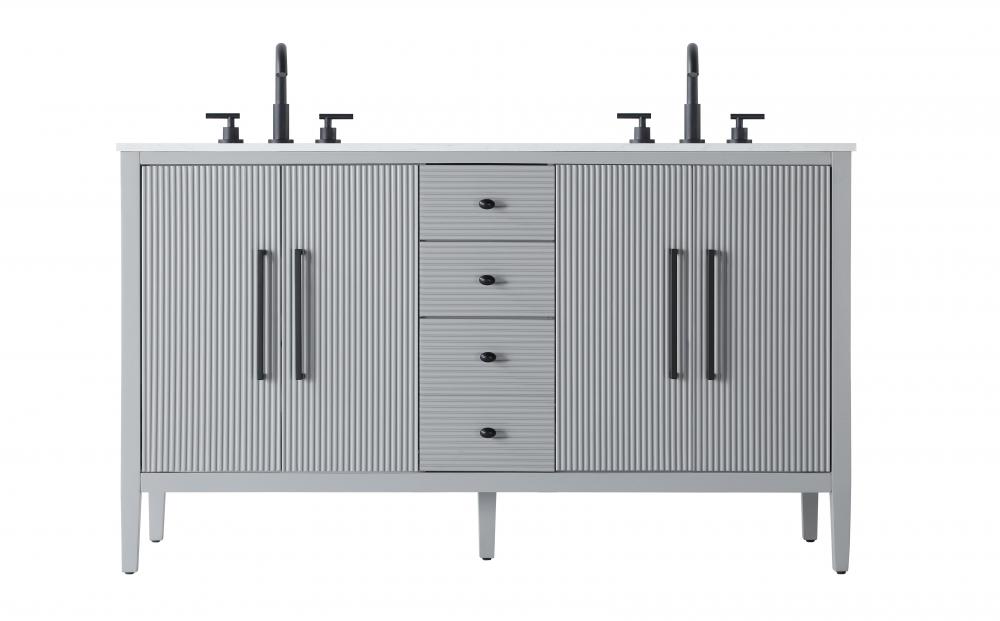 60 inch Double Bathroom Vanity in Grey