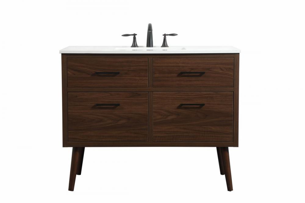 42 Inch Single Bathroom Vanity in Walnut