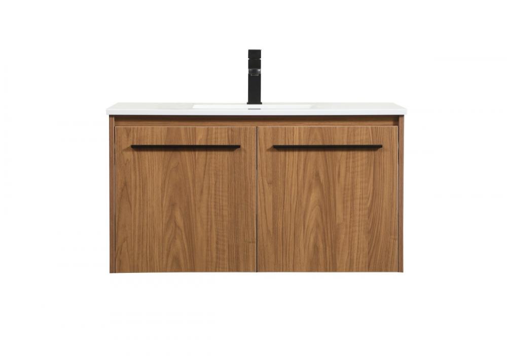 36 inch Single bathroom vanity in walnut brown