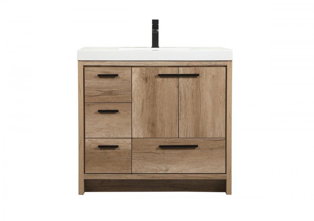 36 Inch Single Bathroom Vanity in Natural Oak