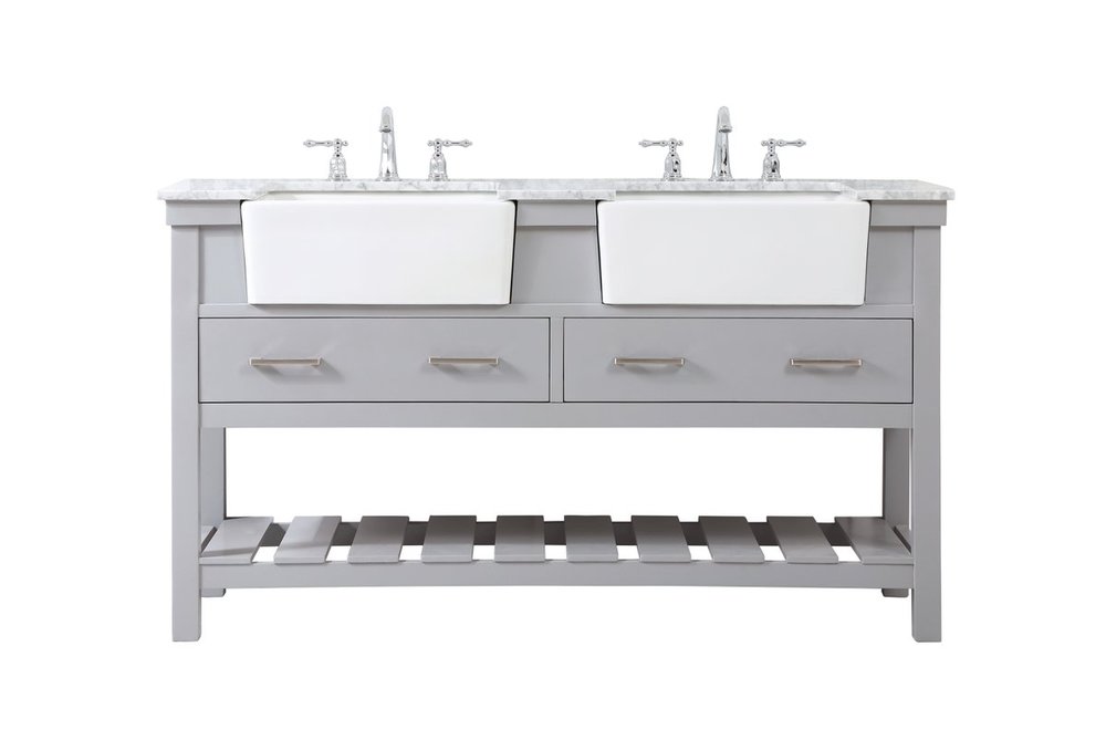 60 inch double bathroom vanity in grey