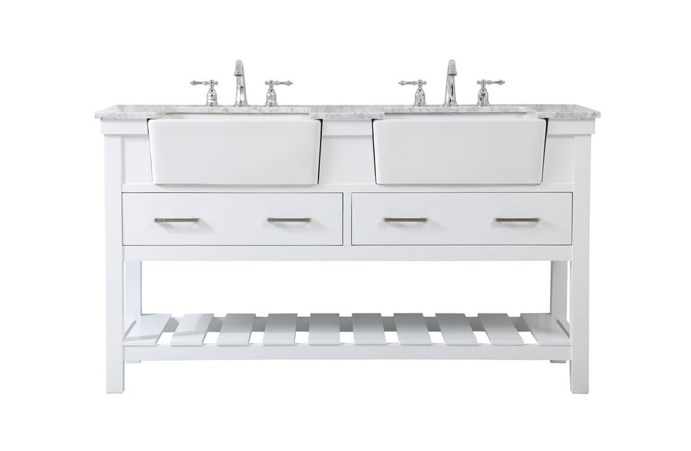 60 inch double bathroom vanity in white