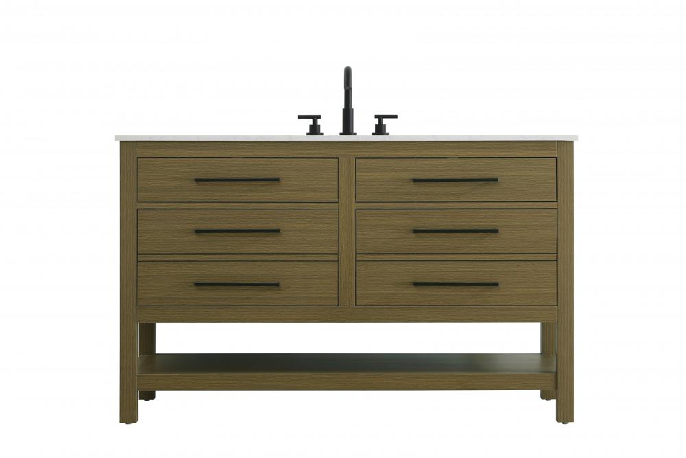 54 inch Single Bathroom Vanity in Chestnut Brown