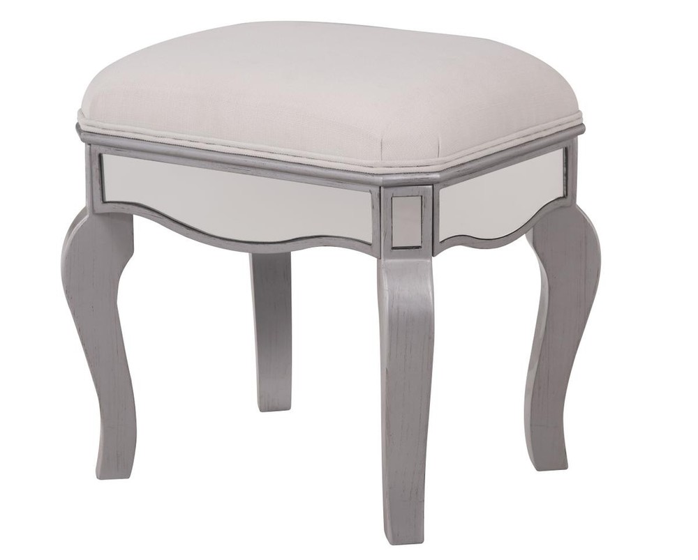 Dressing stool 18 in. x 14 in. x 18 in. in Clear Mirror