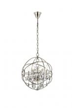 Elegant 1130D17PN-SS/RC - Geneva 4 Light Polished Nickel Pendant Silver Shade (Grey) Royal Cut Crystal