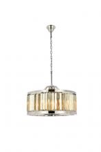 Elegant 1233D28PN-GT/RC - Chelsea 8 light polished nickel Chandelier Golden Teak (Smoky) Royal Cut Crystal