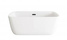 Elegant BT10559GW-MBK - 59 inch Soaking Bathtub in Glossy White with Matte Black Trim