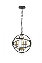 Elegant LD4006D14BRD - Octavia 3 Light Brass and Dark Brown Pendant