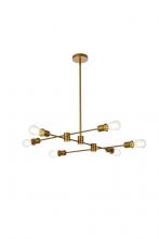 Elegant LD7051D31BR - Xavier 6 Lights Pendant in Brass