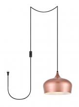 Elegant LDPG2003HG - Nora 1 Light Honey Gold Plug-in Pendant