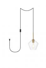 Elegant LDPG2256BR - Gene 1 Light Brass and Clear Glass Plug-in Pendant