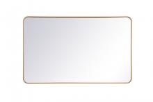 Elegant MR803048BR - Soft Corner Metal Rectangular Mirror 30x48 Inch in Brass