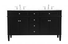 Elegant VF12560DBK - 60 Inch Double Bathroom Vanity in Black