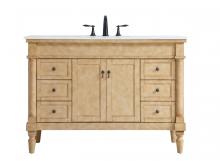 Elegant VF13048AB-VW - 48 Inch Single Bathroom Vanity in Antique Beige with Ivory White Engineered Marble