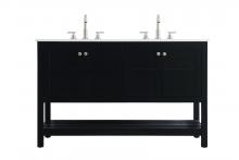 Elegant VF16454DBK - 54 inch Double Bathroom Vanity in Black