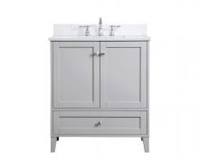 Elegant VF18030GR-BS - 30 inch Single Bathroom Vanity in Grey with Backsplash