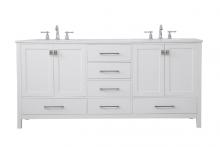 Elegant VF18872DWH - 72 Inch Double Bathroom Vanity in White