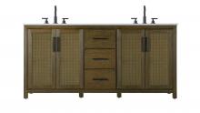 Elegant VF29572DHO - 72 inch Double Bathroom Vanity in Hazel Oak