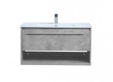 Elegant VF43036CG - 36 Inch Single Bathroom Floating Vanity in Concrete Grey