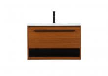 Elegant VF43530MTK - 30 Inch Single Bathroom Vanity in Teak