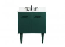 Elegant VF48030MGN-BS - 30 Inch Single Bathroom Vanity in Green with Backsplash